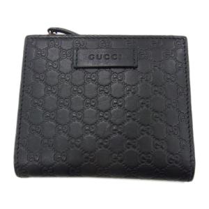 美品●GUCCI グッチ グッチシマ ミニ 財布 ウォレット レザー コンパクト 二つ折り 496085 レディース メンズ 正規品 マイクロGG ブラック