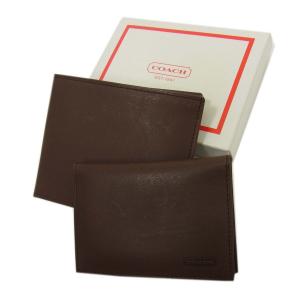 未使用 メンズ◇オールド COACH 二つ折り レザー財布 パスケース付き ロゴ刻印入り コーチ ロゴ刻印入り 箱付き