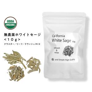 ホワイトセージ 浄化 カリフォルニア産 無農薬 10g 枝付き クラスター ＆ リーフ ＆ クラッシュ MIX +lt3+｜bluechips