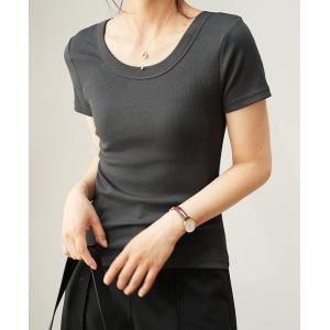 スイモク 半袖 5分袖 Uネック Tシャツ レ...の詳細画像5
