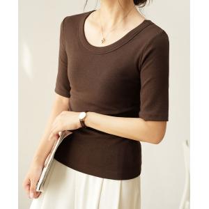 スイモク 5分袖 カットソー Tシャツ レディ...の詳細画像3