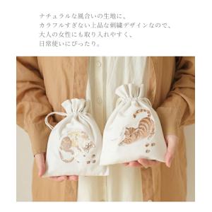 ito& 刺繍巾着袋 猫 ポーチ ラグ...の詳細画像5