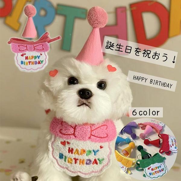犬 誕生日 バースデー ハット 帽子 ブルー ピンク  イエローパープル　グリーン　レッド　キャップ...