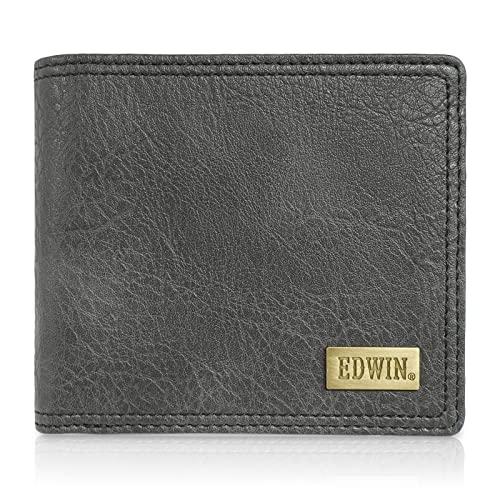 [エドウィン] 二つ折り財布 合皮 プレート 紙幣収納 小銭収納 カード収納 グレー