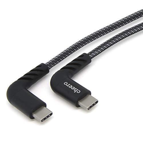 cheero Type-C to Type-C 90°Angled Cable ブラック L字型 直...