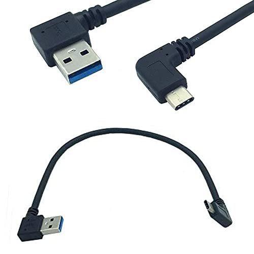 TypeC USB 3.1-USB3.0ケーブル（L字型左向きオスにオス）、変換アダプタ OTG ケ...