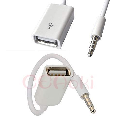 AUXオーディオジャックプラグからUSB 2.0メスへの変換ケーブル、コンバーターケーブルのみ カー...