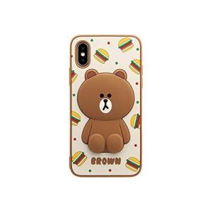 LINE FRIENDS iPhone XS/iPhone X ケース SILICON CASE ハンバーガーブラウン (ラインフレンズ シリコンケースの商品画像