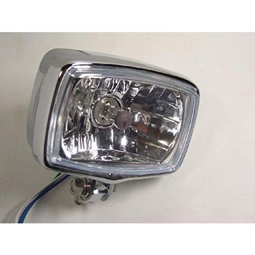 マルチリフレクタースクエアヘッドライト H4球 バイク用角型ライト XAN-202 (シルバー)