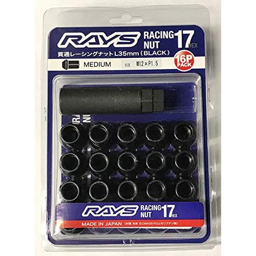 【RAYS】レーシングナット 17HEX M12×P1.5 BK(ブラック) 35mm 16個入 7...