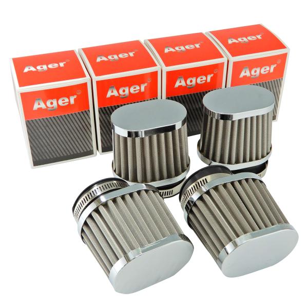 Ager 54mm オーバル パワーフィルター ステンレス シルバー 4個