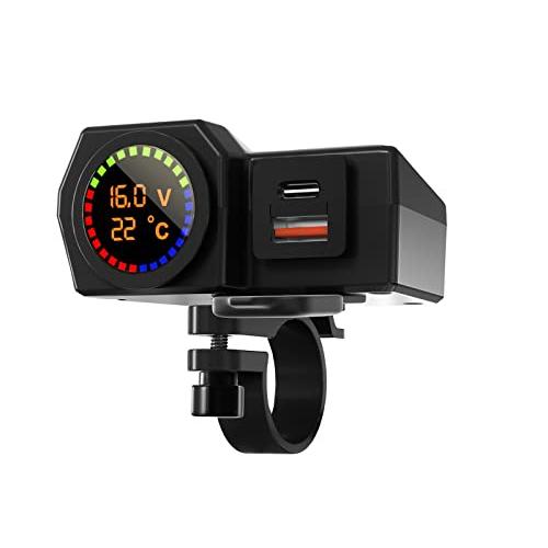 SHEAWA バイク USB電源 充電器 USBポート QC3.0 USB-PD Type-C 温度...
