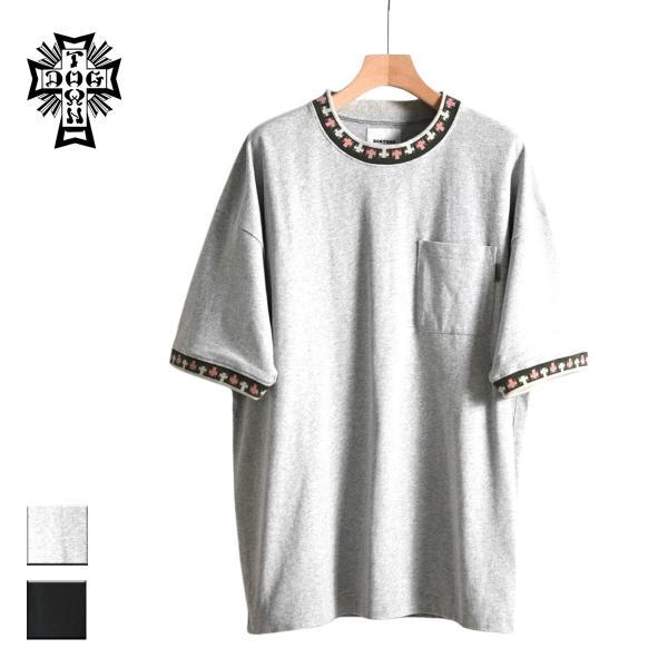 Tシャツ 半袖 メンズ レディース ブランド おしゃれ  半袖Tシャツ リブ 襟柄 ジャガード 胸ポ...