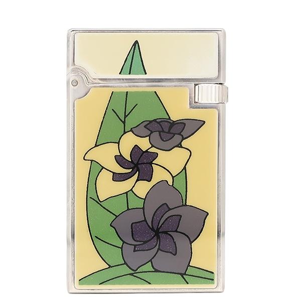 デュポン ライター ファンタジー プルメリア  メタル イエロー 青紫 白 着火確認済 001739...