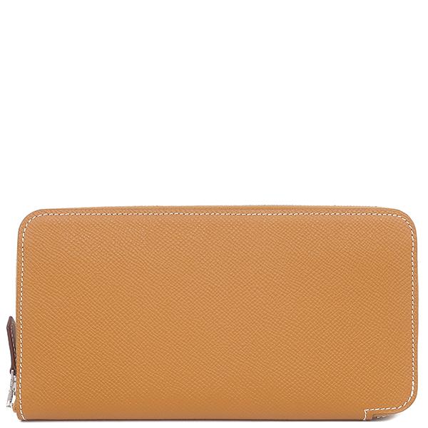 エルメス 長財布 アザップロング シルクイン ヴォーエプソン ブラウン 茶 ラウンドファスナー