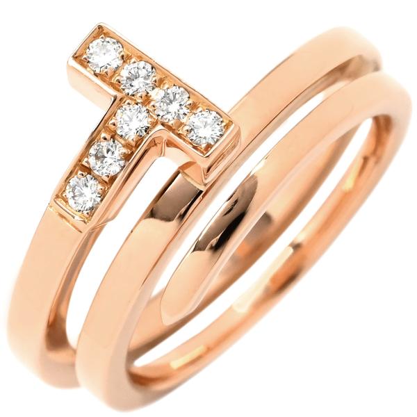 ティファニー リング 指輪 Tスクエア ラップ  ゴールド ピンクゴールド AU750 18K 7石...