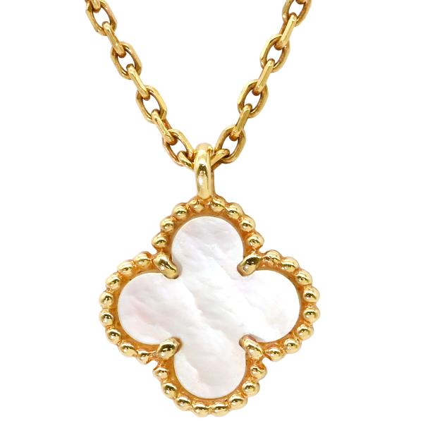 ヴァンクリーフアーペル ネックレス スウィート アルハンブラ ペンダント ホワイト 白 シェル Au...