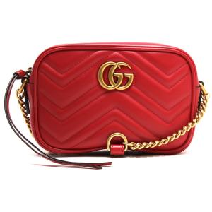 グッチ ショルダーバッグ バッグ レディース GGマーモント ハイビスカスレッド 448065 DTD1T 6433 GUCCI｜bluek