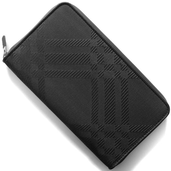 バーバリー 長財布 財布 メンズ チェックジャガード ブラック MS ZIP WALLET LG N...