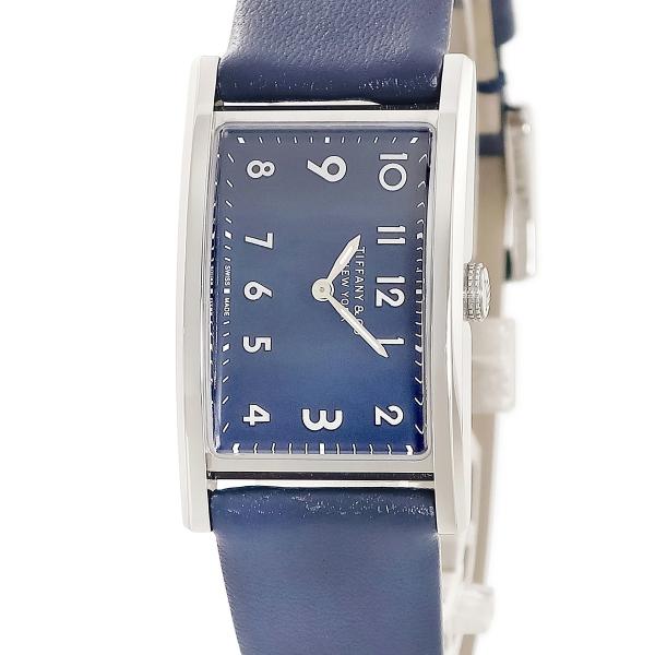 ティファニー イーストウエスト ミニ 36668644 ネイビー 紺 角型 アラビア クオーツ