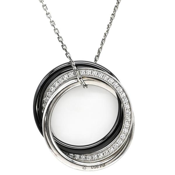 カルティエ ネックレス トリニティ K18WG シルバー 18金 750 3連  中古