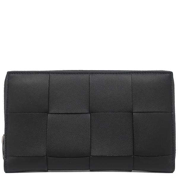 ボッテガヴェネタ 長財布 カセット ジップアラウンドウォレット レザー ブラック ラウンドファスナー...