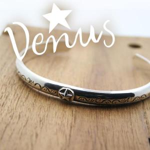 シルバーブレスレット 甲丸唐草 アラベスク 星モチーフ Venus バングル 刻印可 silver925 メンズ レディース｜bluelace