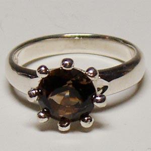 シルバーリング 指輪 刻印 天然石スモーキークォーツ 王冠リング クラウン Royal crown