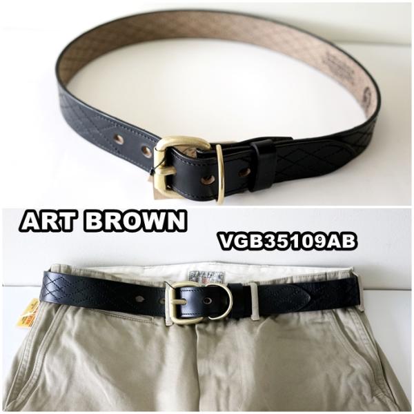 ARTBROWN (アートブラウン)メンズ　レザーベルト　 VGB35109AB 本革 35mm幅 ...