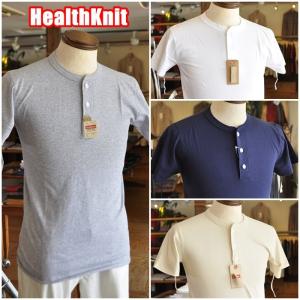 ヘルスニット Healthknit　９０６S　ヘンリーネックTシャツ　半袖Tシャツ　３つボタン｜blueline