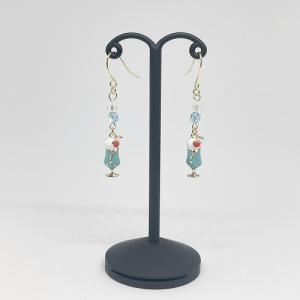 ハンドメイドピアス コットンパール＆ミニクリスマスリース 