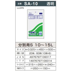 【清掃用品】セイケツネットワーク 分別用 S 10〜15L 透明 サイズ 横450mm×縦500mm×厚み0.025mm 1冊20枚入 SA-10【525】｜bluepeter