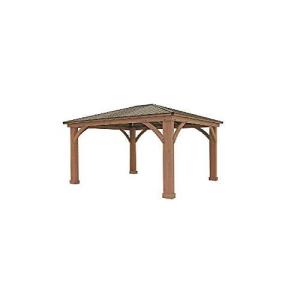 国産品 送料無料 12フィート X 14フィート シダーガゼボ アルミ屋根付き ノベルティグッズ Refleks Servis Si