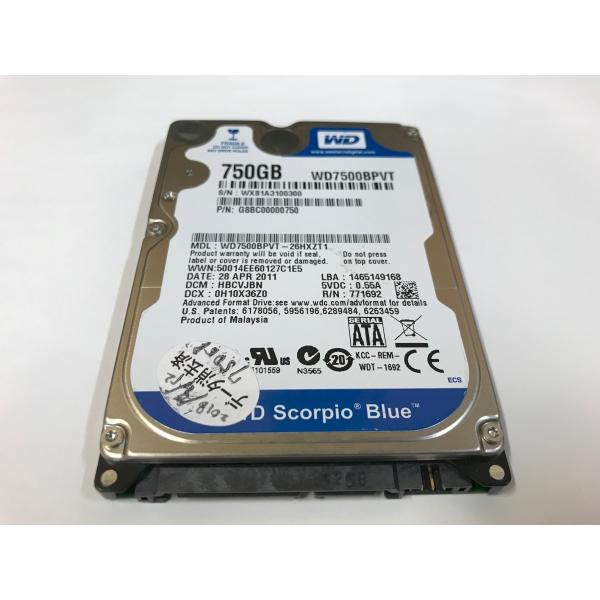 在庫処分★ノート用HDD WESTERN DIGITAL 2.5インチ内蔵HDD 750GB SAT...