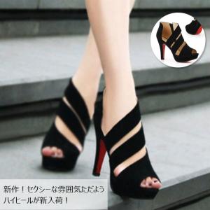 レディース 靴 サンダル ミュール 太めヒール オープントゥ ハイヒール　厚底パンプス　ジップ 美脚 大人 春　2017春新作