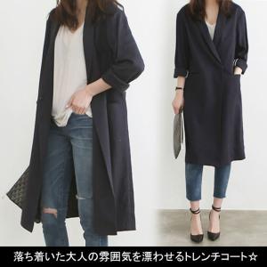チェスターコート　レディース　ロング丈　トレンチコート　春　七分袖　ノッチドラペル　スナップボタン　ワンボタン　スプリングコート　2017春新作