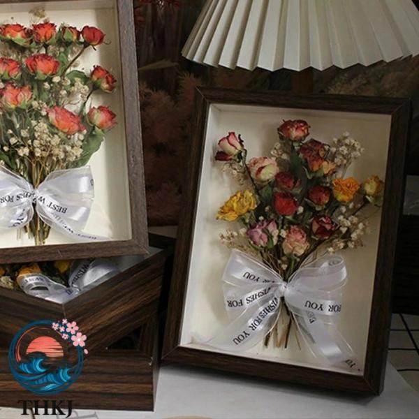 ドライフラワー 花束 バラ フレーム 木製 くるみの木 ブーケ 選べる 16 色 プレゼント 敬老の...