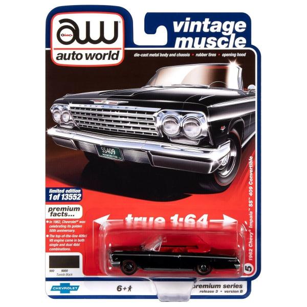 autoworld 1/64 シボレー インパラ SS コンバーチブル 1962 ブラック Chev...