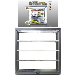 ★1/18 LED照明付ディスプレイケース 半艶ブラック アクリル ディスプレイ ボックス 1/18スケール用 1段 ブラック