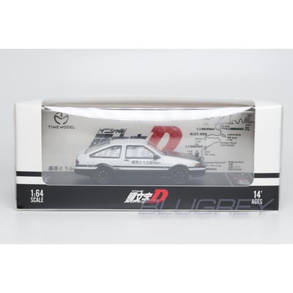 TimeMicro 1/64 トヨタ AE86 トレノ ホワイト/ブラック ブラックフード イニシャ...