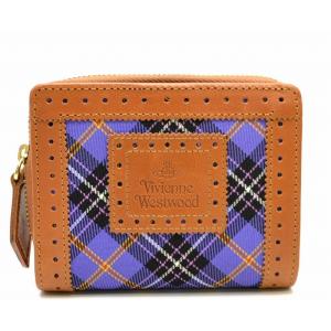 財布 Vivienne Westwood ヴィヴィアンウエストウッド オーブ 2つ折ラウンドファスナー財布 ライトブラウン ナイロン パープル 茶 激安 紫 U