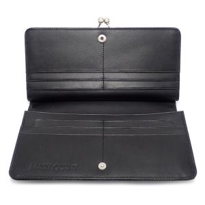 財布 Mary Quant マリー 至高 クワント 2つ折ガマ口長財布 がま口 シルバー金具 K フラワーモチーフ 黒 ブラック 花柄 パテントレザー