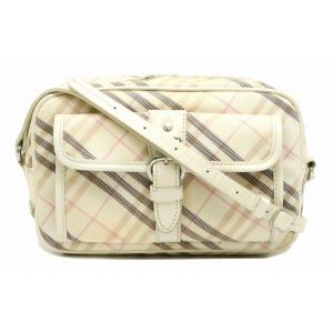 Burberry バーバリー ブルーレーベル ショルダーバッグ 斜め掛け チェック柄 ナイロンキャンバス 中古 アイボリー 白 ピンク 期間限定 レザー
