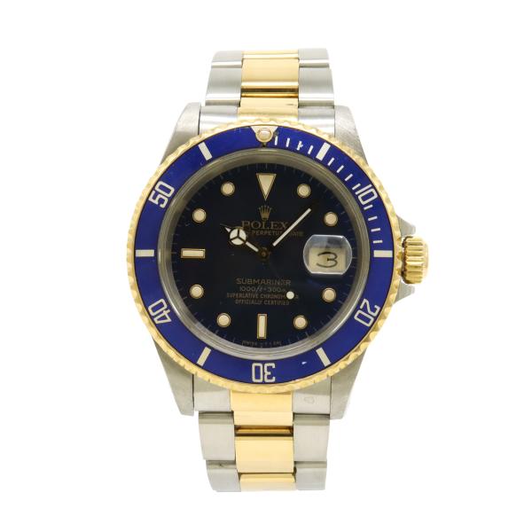 ROLEX ロレックス サブマリーナデイト ブルー文字盤 青サブ トリチウム デイト YG SS R...