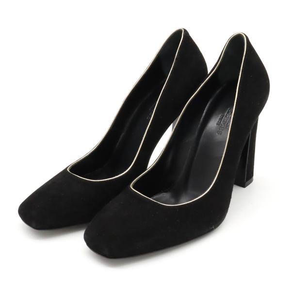 HERMES エルメス パンプス ハイヒール チャンキーヒール スエード ブラック 黒 #35 1/...