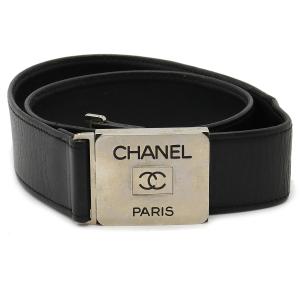 CHANEL シャネル ココマーク ベルト レザー ブラック 黒 シルバー金具｜blumin