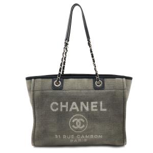 CHANEL シャネル ドーヴィルライン ミディアムトートMM トートバッグ ショルダーバッグ チェーンショルダー グレー｜blumin