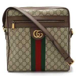 GUCCI グッチ オフィディア GGスプリーム ショルダーバッグ 斜め掛け PVC レザー カーキベージュ ダークブラウン 茶｜blumin