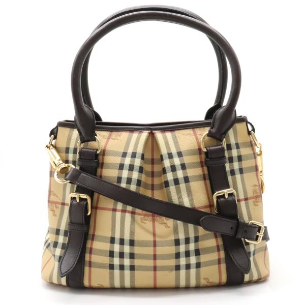 BURBERRY バーバリー ノバチェック柄 トートバッグ 2WAY ショルダーバッグ PVC レザ...