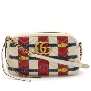 GUCCI グッチ GGマーモント ショルダーバッグ ポシェット チェーンバッグ ベルトデザイン キルティング レザー｜blumin